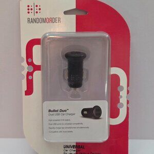 Dual USB Car Charger - Random Order Bullet Duo™ – Black - Sealed Package